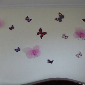 Butterfly outdoor patio bedroom wall room art decals decorations pink handmade